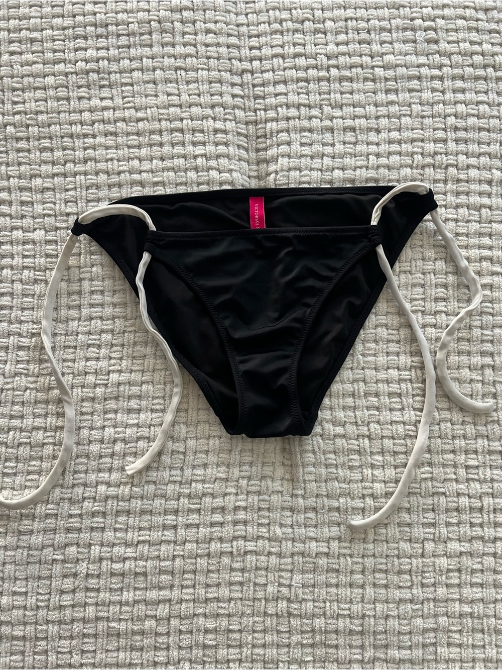 Victoria's Secret Black Bikini Bottom with Hot Pink Tag